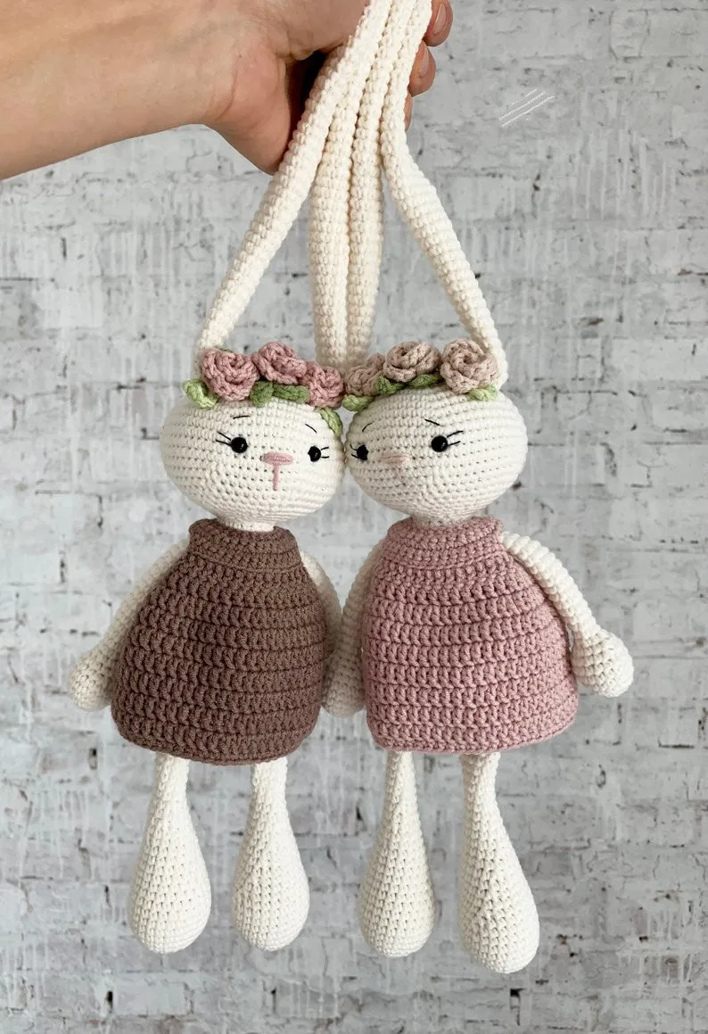 Вязаная крючком игрушка кукла амигуруми милый кролик Номер модели TS041328|Мягкие