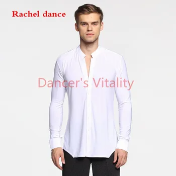 

Long Sleeve Button Mens Latin Shirts Dance Top Ballroom Dancewear Latin Dance Costumes Stage Clothing For Men Ballroom Clothes