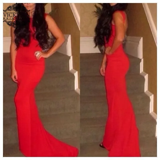 2014-Sexy-Female-High-Scoop-Neck-Cap-Sleeveless-Open-Back-Long-Slender-Red-Mermaid-Taffeta-Court