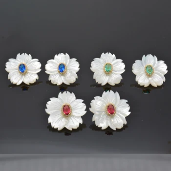 

Lovely flower earrings, women's sea shell natural zircon jewelry from Europe and America