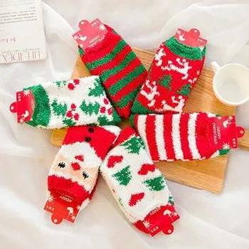 

2018 Elk Elderly Warm Adult Christmas Socks Lady Thickened Towel Coral Velvet Flooring High Quality Women Socks 6pair/lot