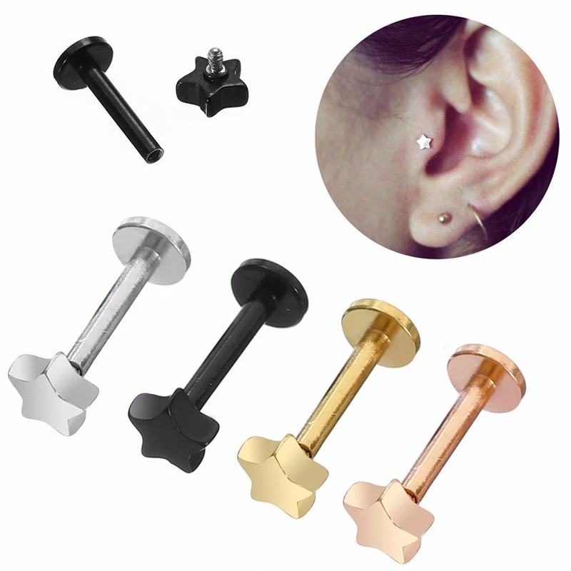 Внутренний спиральный хрящ Tragus Labret 1 шт. серьги штанга из нержавеющей стали