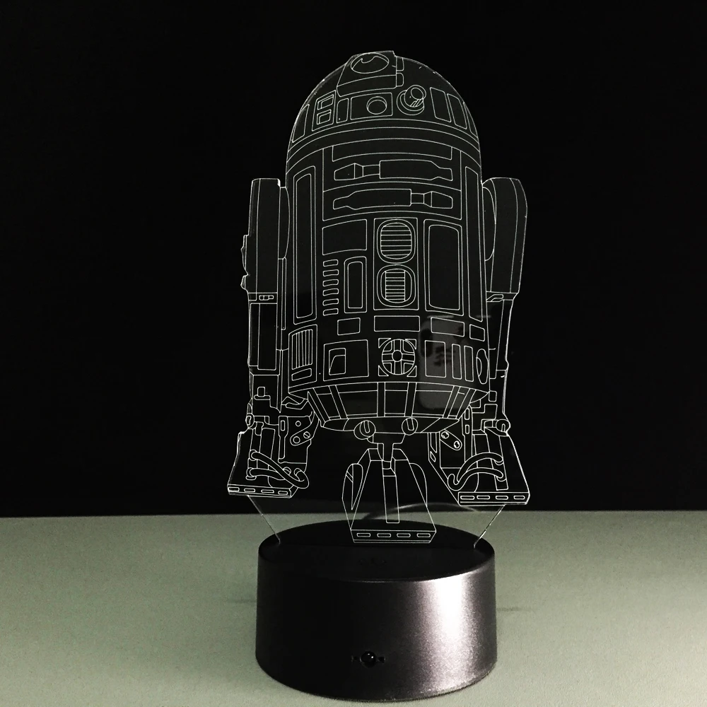 Прохладный звездные войны R2D2 робот Новинка 3D ночник светодиодный прикроватный настольная лампа настольная лампе Lamparas USB ночник Luminarias для дети