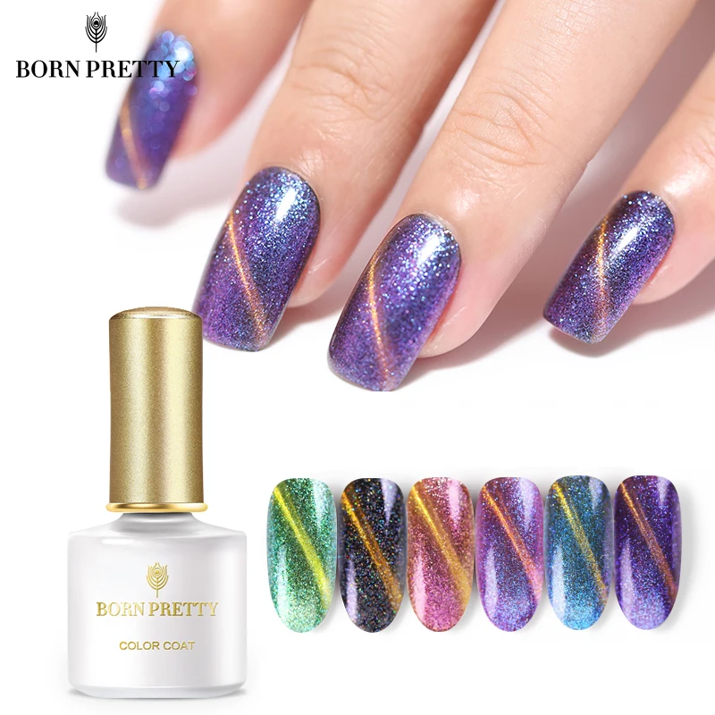 

BORN PRETTY Chameleon Cat Eye Nail Gel 6ml Magnetic Glitter Soak Off UV Gel Varnish Black Base Color Needed