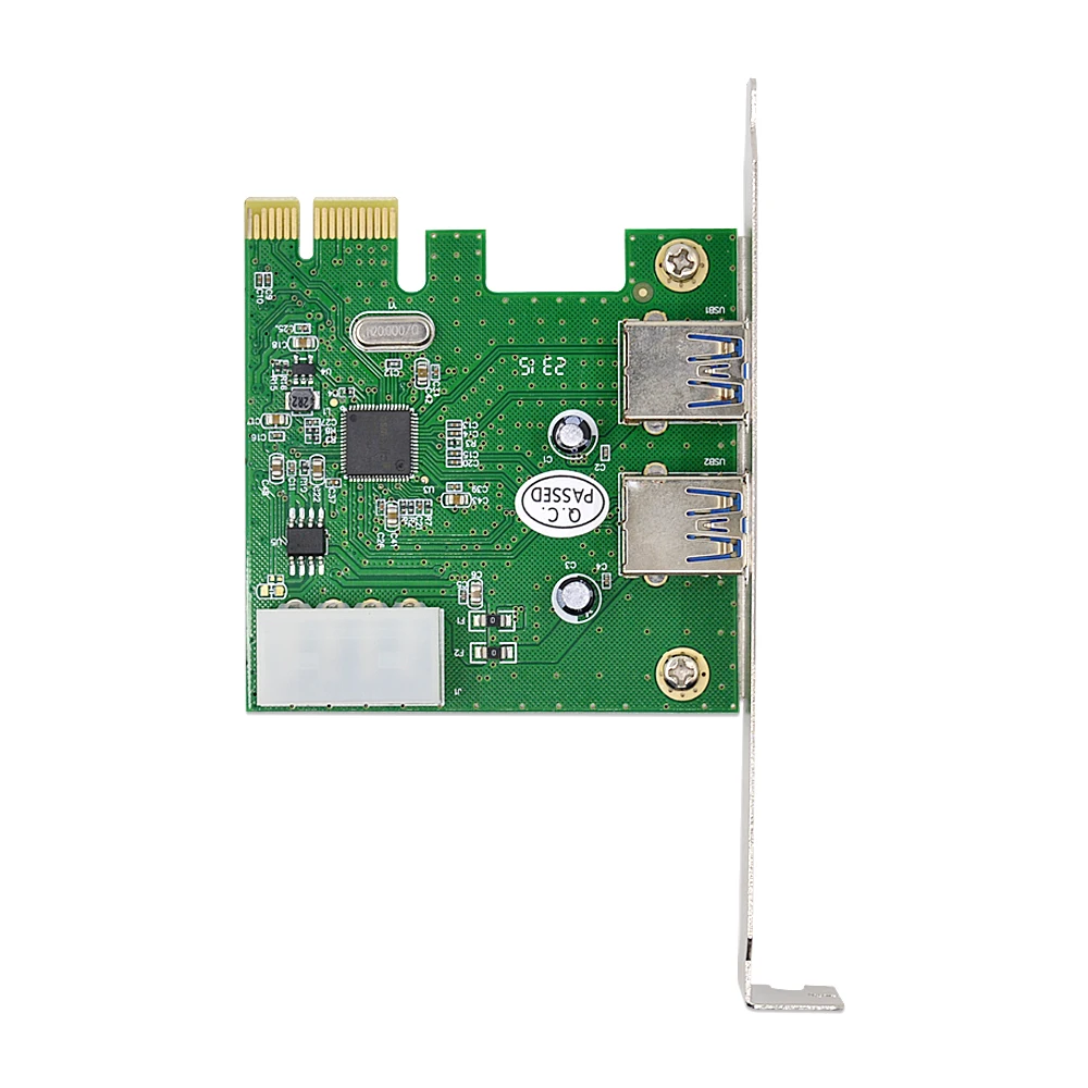 CHIPAL USB 3 0 карта расширения PCI E адаптер внешнего 2 Порты и разъёмы USB3.0 для 1X + PCIe 4pin