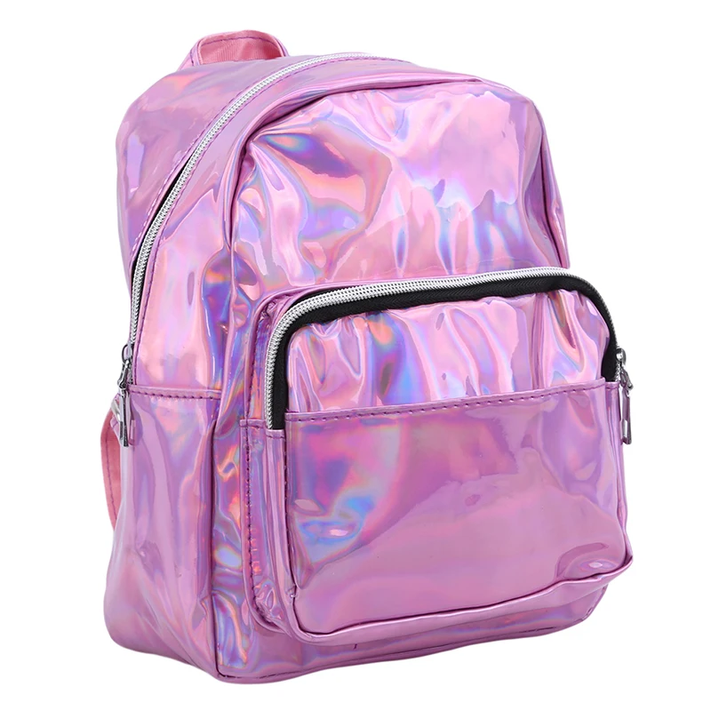 Серебряный, Розовый Модный Лазерный рюкзак для женщин, сумка для девочек, голографический рюкзак маленького размера для девочек-подростков