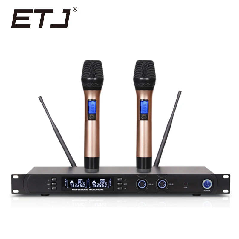 

Free shipping! UHF Wireless Microphone Mic System Dual Channels LCD Display Receiver 2 Handheld Microphones Cable Power Adapter