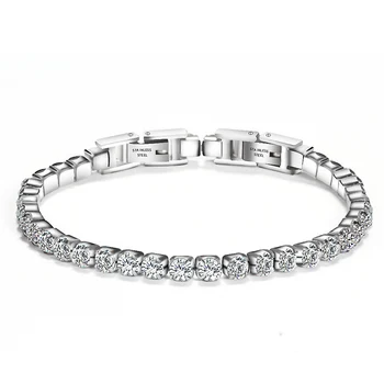 

Stainless Steel Tennis Bracelets with White Black Zirconia Stone Female Jewelry Silver Color Women's Adjustable Bracelets