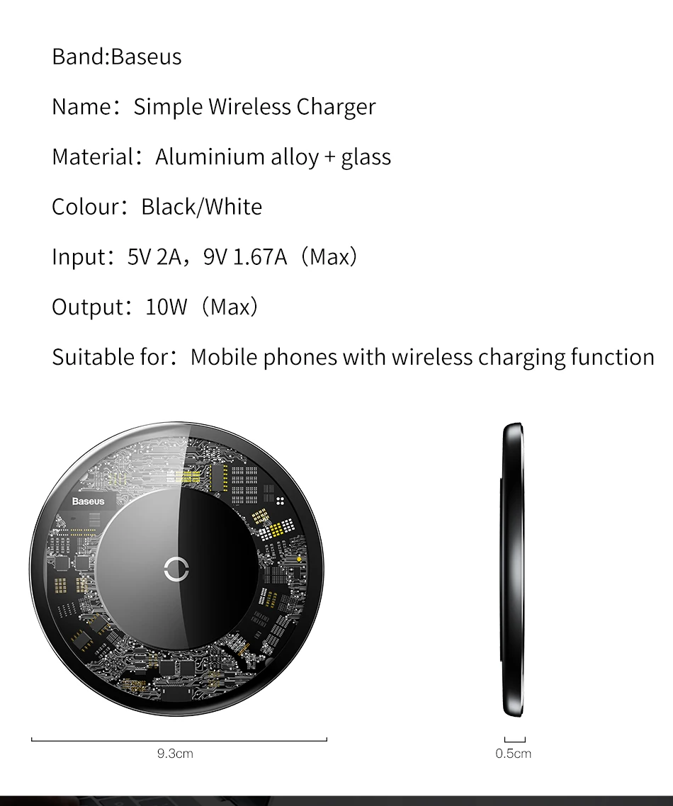 Беспроводное зарядное устройство Baseus Qi для iPhone 11 Pro Max X, стеклянная панель, беспроводная зарядная панель для samsung S9, беспроводная зарядная панель