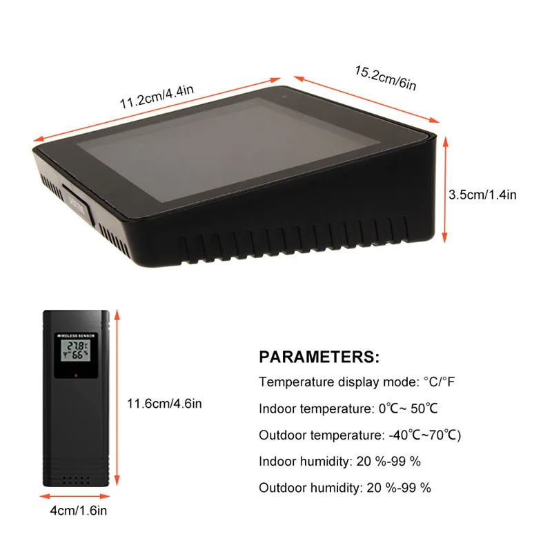Высокочувствительный гигротермограф черный Крытый Открытый Температура Влажность погода метр гигрометр термометр два приемника