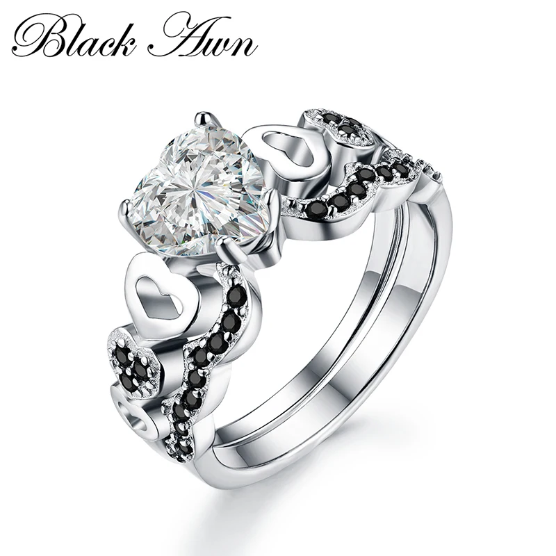

[BLACK AWN] 925 Sterling Silver Fine Jewelry Trendy Engagement Bague for Women Wedding Rings Size 6 7 8 C283