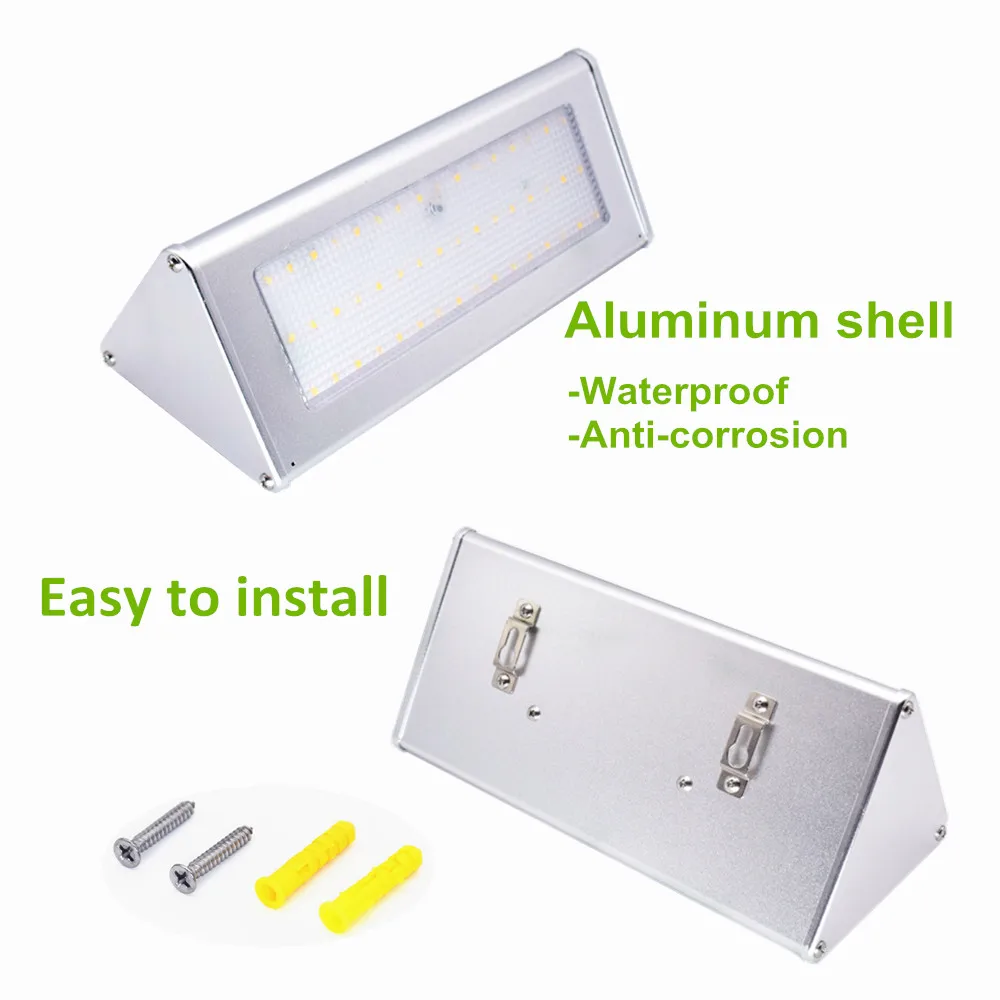 Outdoor Wall Light Security Solar Lamp With Motion Sensor Aluminum Alloy Street Porch Light lampada 48 LED 800LM Waterproof