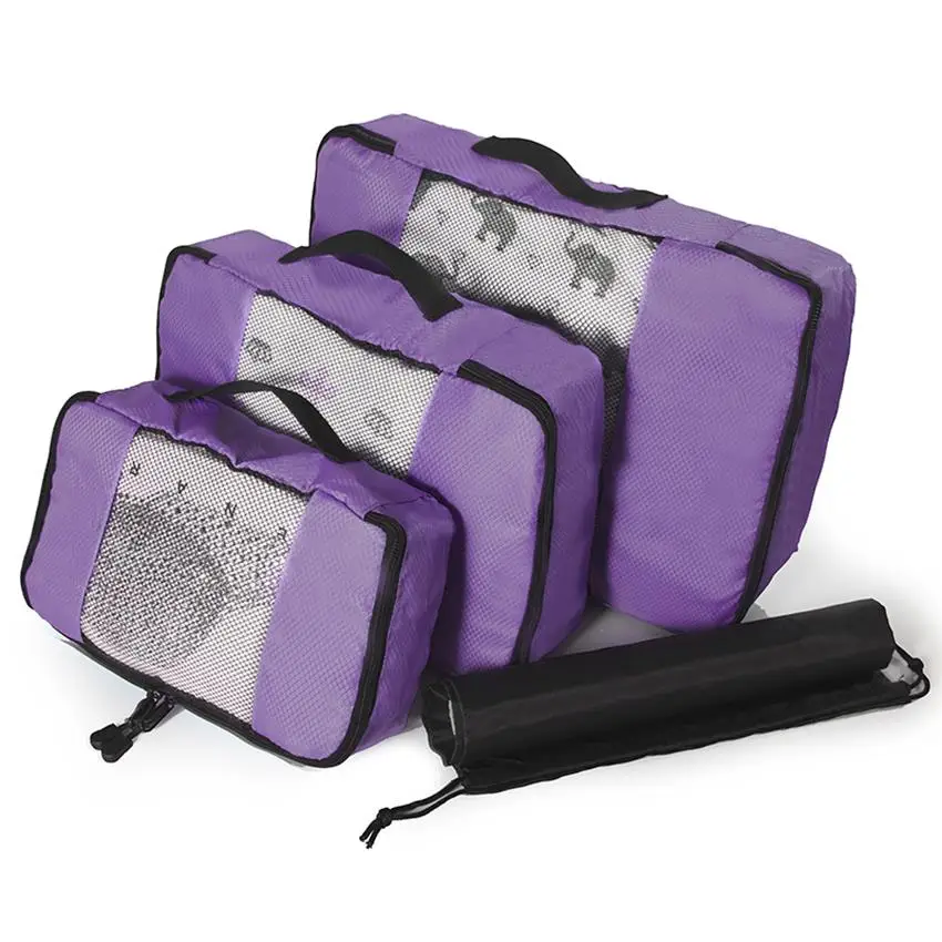 Упаковка куб Органайзер для багажа нейлоновая сумка/Мужская/Женская/Большая Дорожная сумка Одежда Нижнее белье сумка для сна сумка-Органайзер - Цвет: PURPLE 3 Set