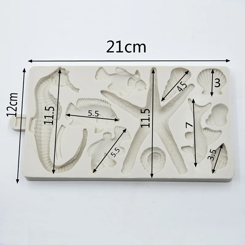 3D морская лошадь ракушка Морская звезда шоколад из силиконовой формы помадка Плесень DIY Инструменты для украшения торта для вечеринки Кекс Конфеты Fimo глиняные формы