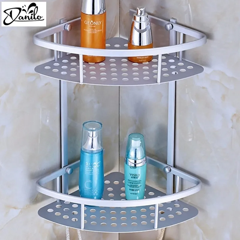 Настенная Двухуровневая алюминиевая полка для ванной комнаты|aluminum bathroom shelf|bathroom