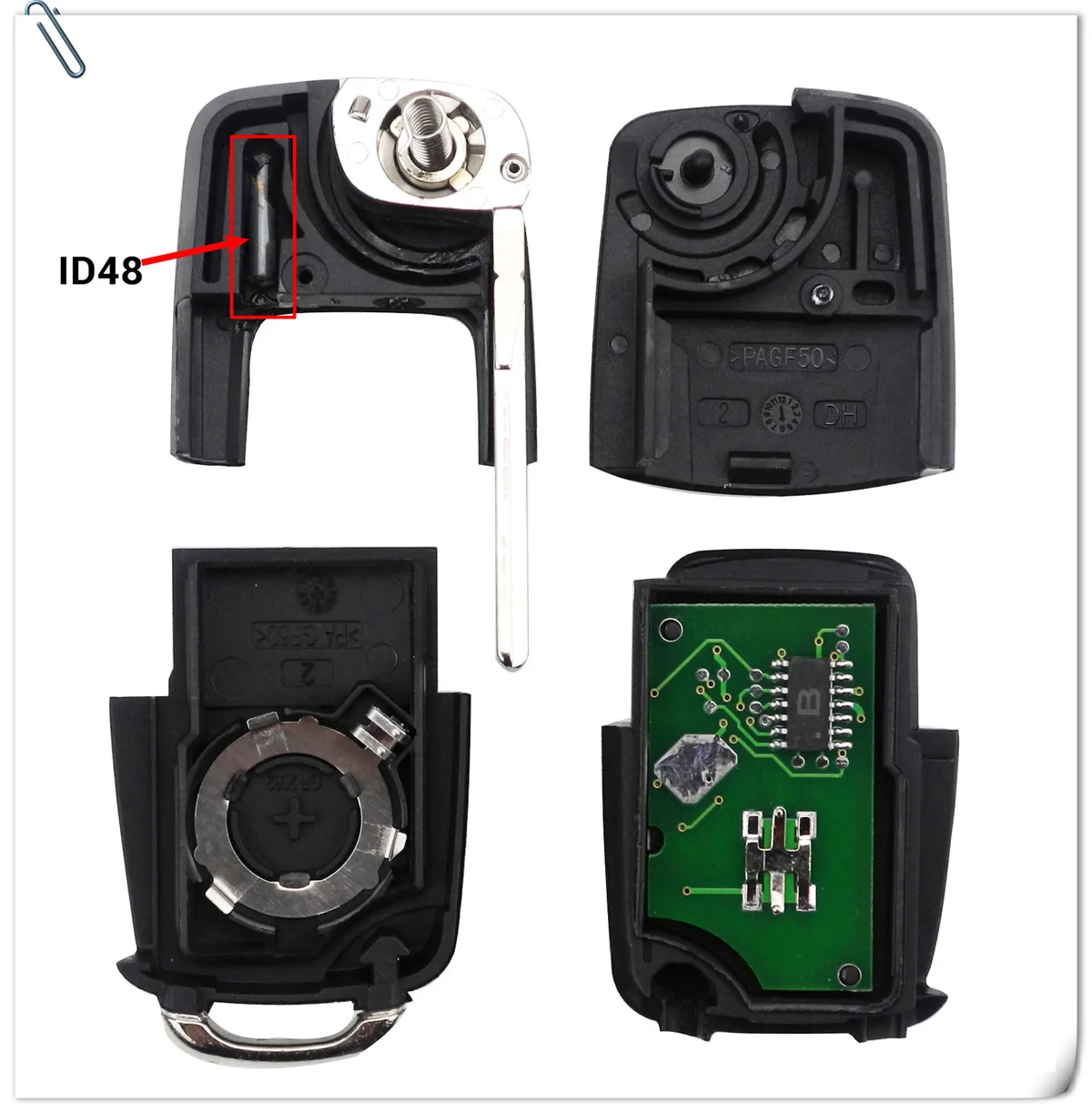 Keyforkess 3 pulsanti Flip Remote Car Key Fob per VW PASSAT Polo Skoda Seat Polo/Golf/Beetle 1 j0959753 DA/AH 1K0959753G 434Mhz ID48 -