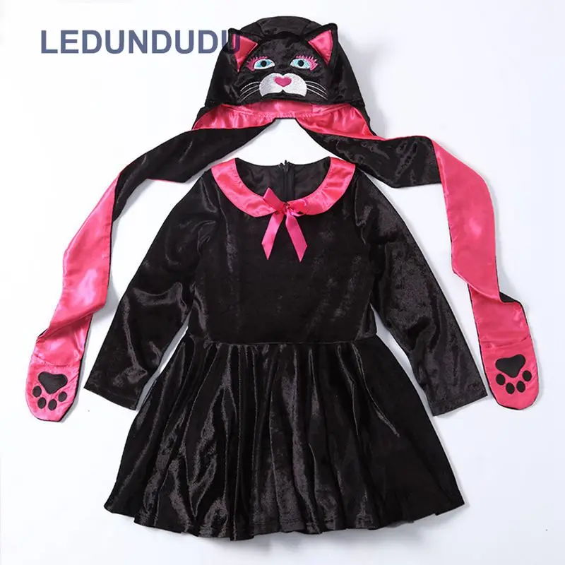 Детское кружевное платье для девочек с леопардовым принтом и тигром; забавная Женщина-кошка; Детские Балетные платья для костюмированной вечеринки; костюмы на Хэллоуин