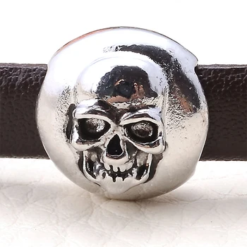 

12pcs--Skull Beads, Antique Tibetan silver Head skull bead Charm pendant, Day of the Dead 13mm