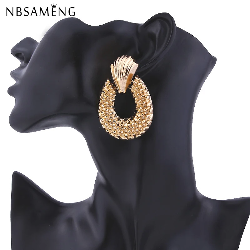 Ethnic Vintage Geometric Gold Big Statement Stud Earrings For Women Earrings Alloy Luxury