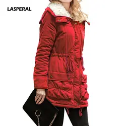 LASPERAL Новые Длинные парки женские зимние куртки однотонные пальто с толстым мехом хлопок теплая женская верхняя одежда парки Пальто 2019 11