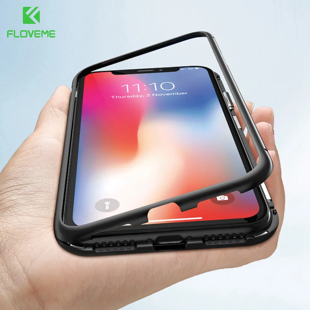 

FLOVEME Magnetic Adsorption Phone Case For Samsung Galaxy A70 A50 A30 A20 S10 S9 S8 Plus Note 9 8 Tempered Glass Back Cover Case