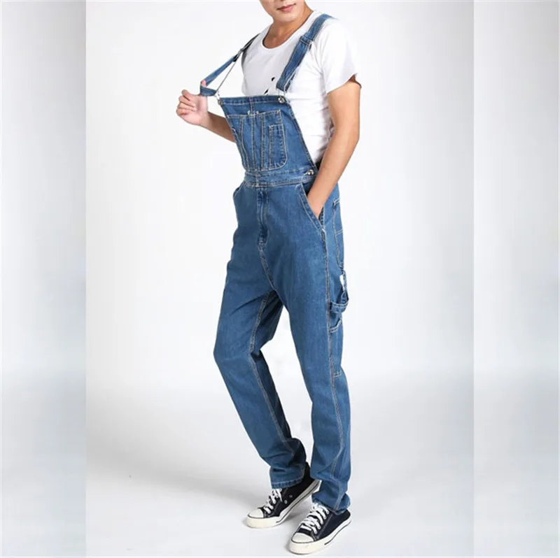 Мужской джинсовый комбинезон с карманами размеры 28 46|jeans plus|denim bib overallsbib overalls |