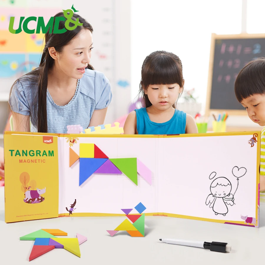 

Magnetic 3D EVA Puzzle Jigsaw Tangram Game Montessori Learning Educational Drawing Board Games Toy Gift for Children Brain Tease