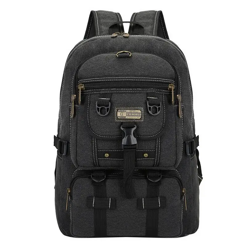 

Large Capacity Backpack Fashion Solid Color Canvas Backpack Men Multifunction Leisure Backpack Rucksack For Hike Travel Backpack