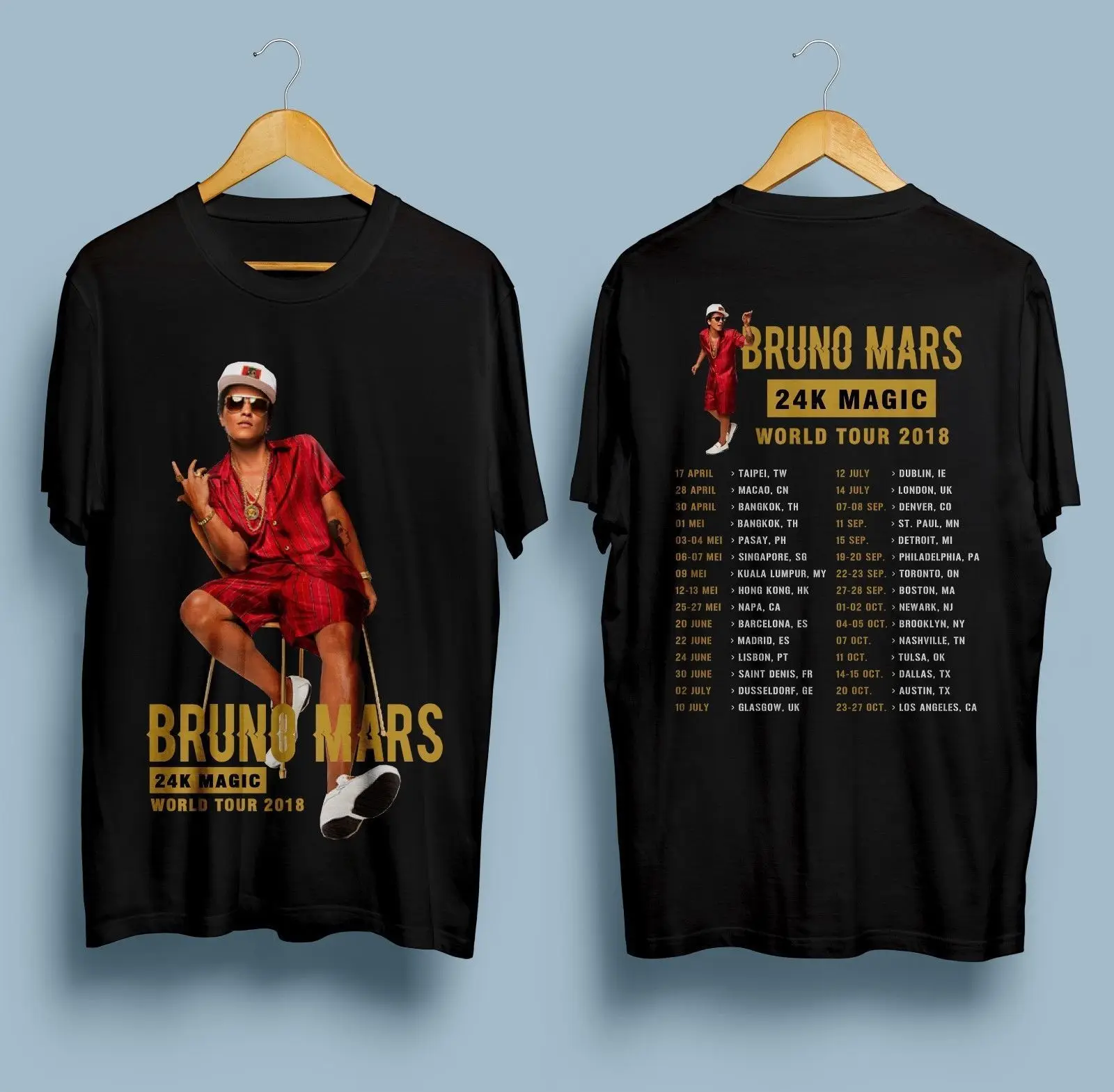 

Rare!! New 8769-Bruno Mars 24K Magic World Tour 2018 Jildan T Shirt Size S-3XL