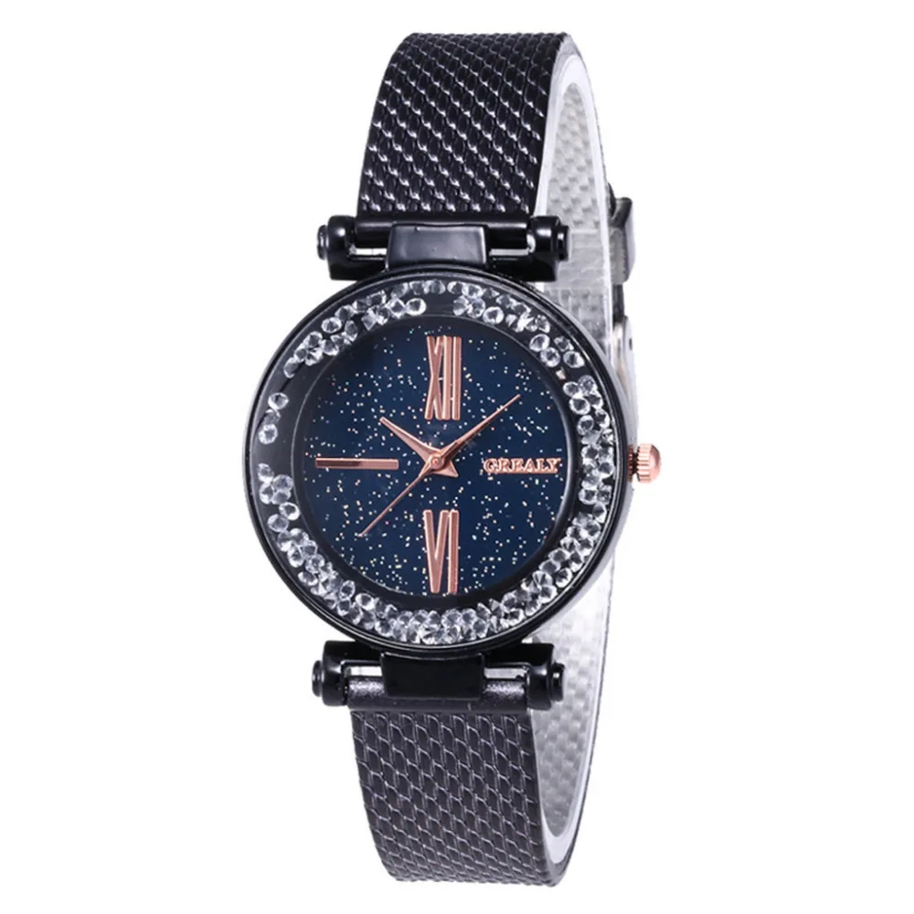 

Fashion Luxury Women Leisure Plastic Strap Quartz Wrist Clock Ladies Watches Features Rhinestone Roman Analog Women's WatchesB40