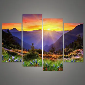

New Modular Pictures Modular pictures(No Frame) Sunset modern art bedroom-furniture-online-shopping canvas modular paintings