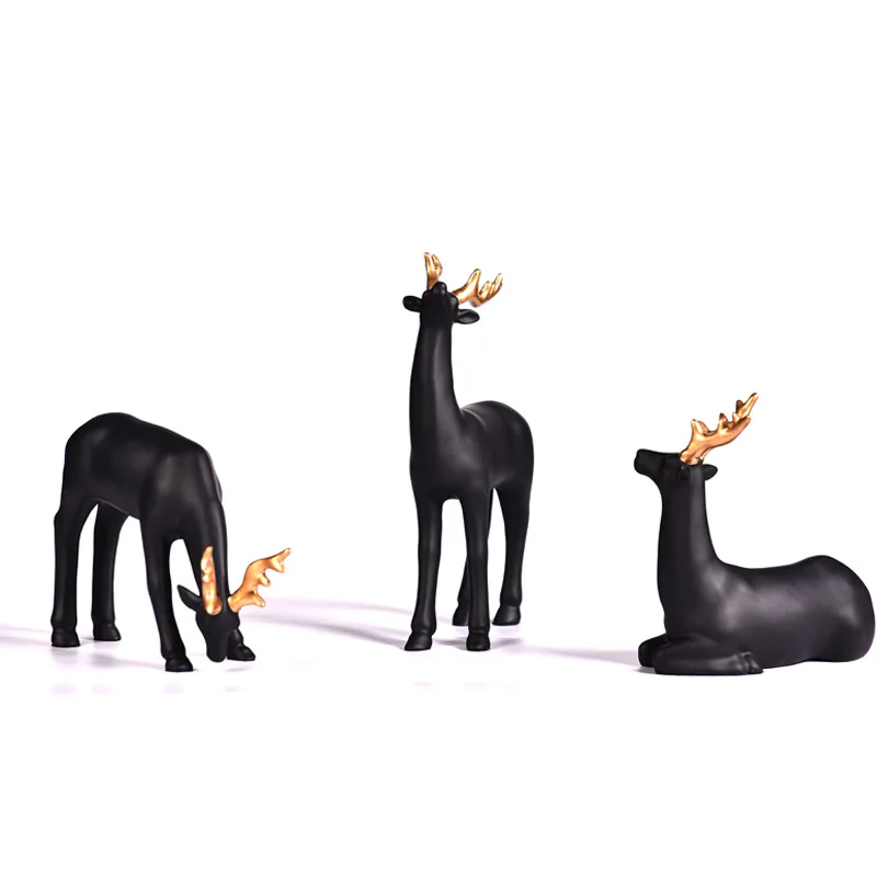 2018 Newest  Deer Apple Animal Luxury Resin Crafts home decoration accessories decoracion hogar House decorated statue veneers