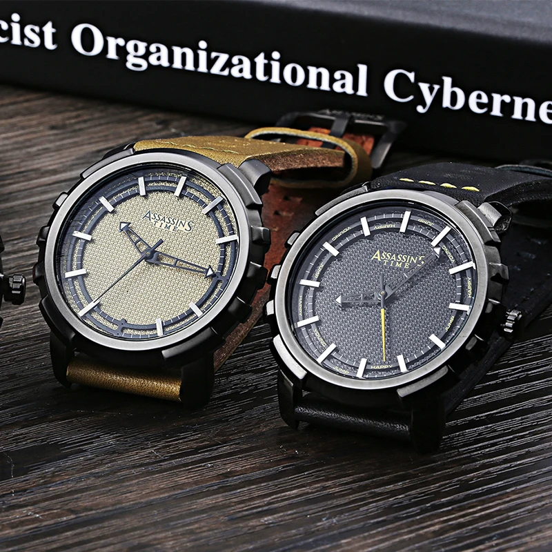 Brand Assassin's time Business Trend Fashion Style Wristwatch for Men luxury retro leather belt watch waterproof round quartz | Наручные