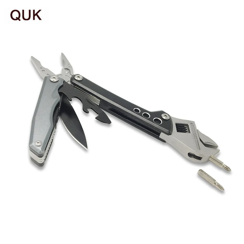 

QUK Multi Plier Tool in One Hand Tool Screwdriver Kit Portable Stainless multitool fold Pocket Folding Knife pliers Camping Kit