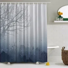 Дождливая занавеска для душа Мистик Туманный лес печать окно капли воды вид одинокое дерево для ванной Декор полиэстер занавеска 180x180 см