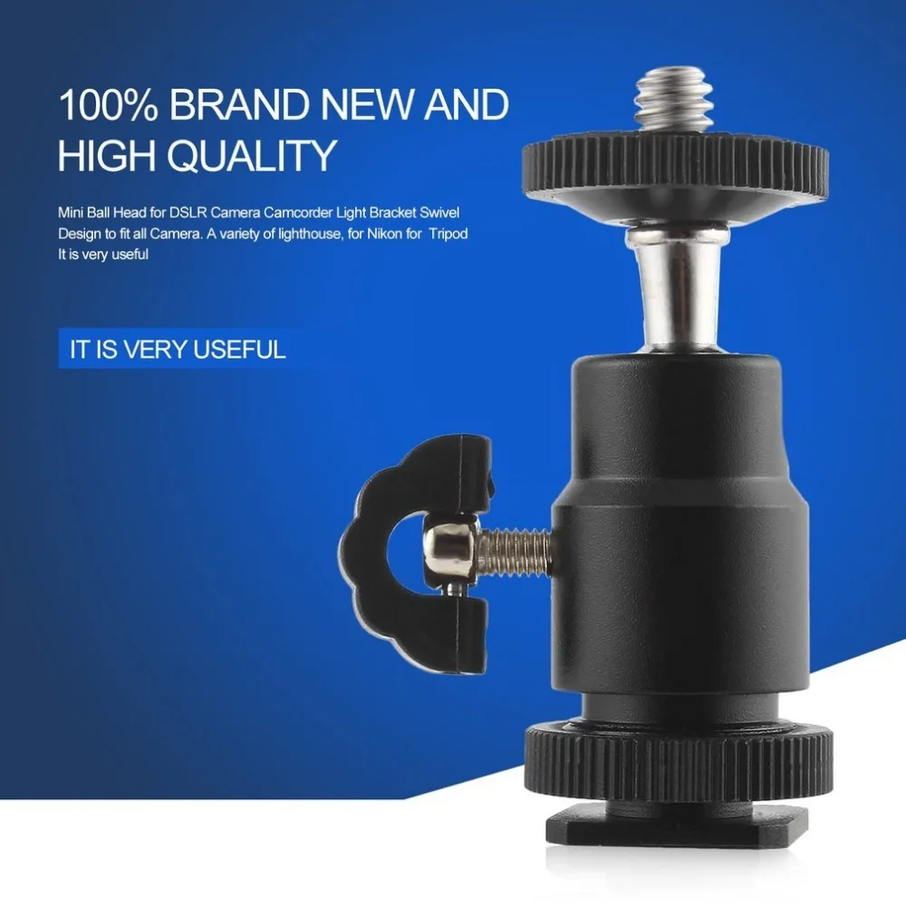 

Universal 1/4 Mini Ball Head Screw Tripod Light Bracket Swivel Holder Mount DSLR Camera Camcorder for Canon Nikon Tripod Black
