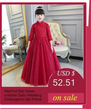 Детское платье розовый элегантный принцесса девушка китайские вечерние платья фортепиано рождения Bell Sleeve китайское Ципао детское платье