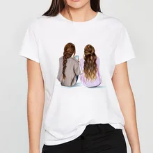 Женская летняя футболка Харадзюку, Camiseta Mujer, графические футболки, лучшие друзья, корейские кавайные топы, уличная футболка с надписью Love, женская футболка