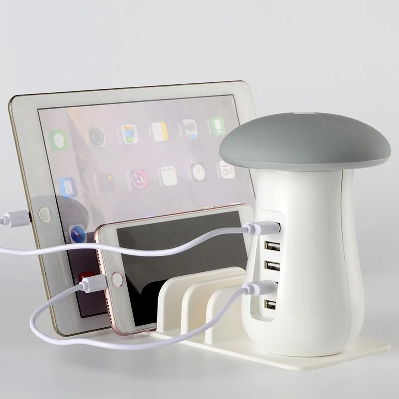 6 Ports USB Charger 40W LED Lamp Touch Light Desktop Charging Station