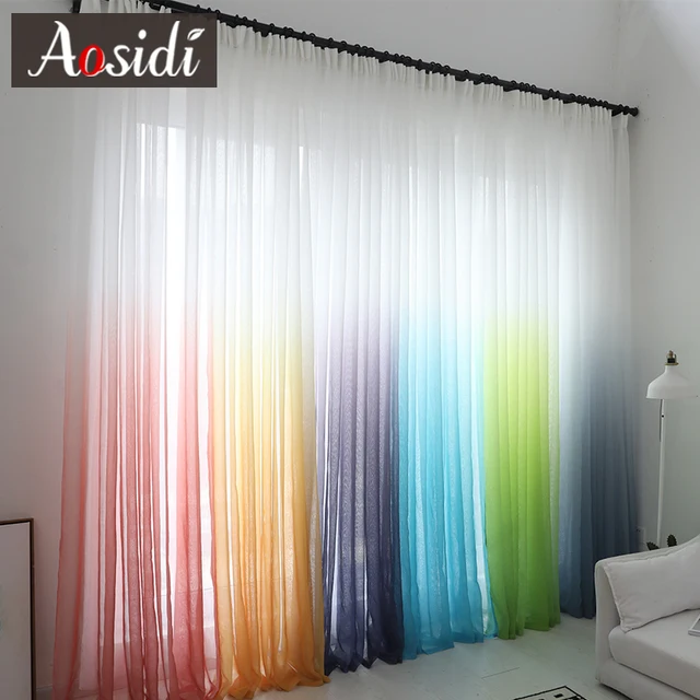 Modern Gradient Color Window Tulle 1