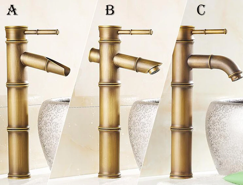 Европейский антикварный смеситель для ванной комнаты латунные краны кран Высокий бамбук горячей холодной воды с двумя трубами кухня открытый садовые краны