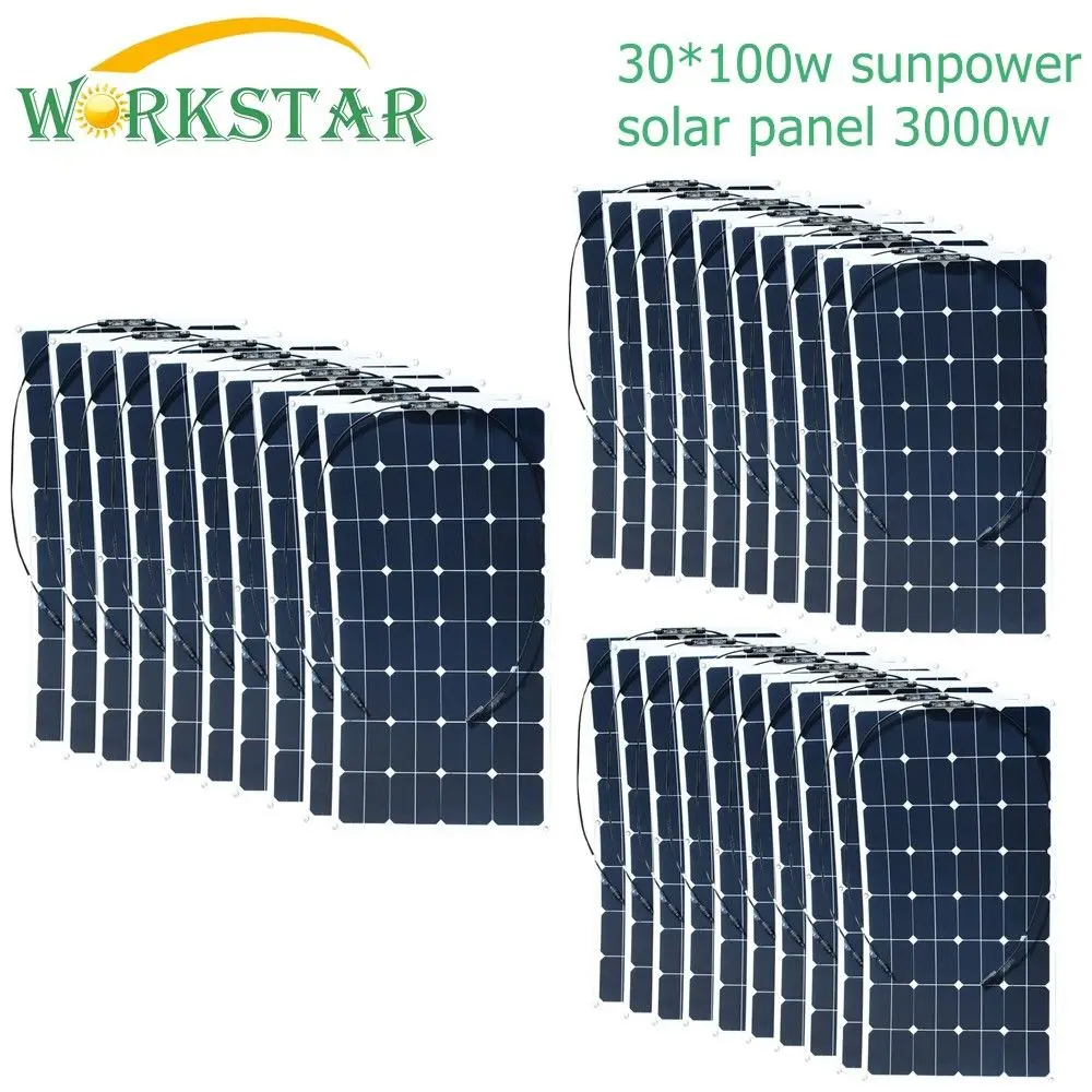 Workstar 30*100 Вт солнечные Мощность гибкий Панели 18V 100W солнечный модуль Зарядное