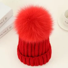 Mink And Fox Fur PomPoms Winter Hat For Women Hat Knitted Beanies Cap Hats Red Thick Warm Cap Brand Girl 's Winter Hat Female Mink And Fox Fur PomPoms Winter Hat For Women Hat Knitted Beanies Cap Hats Red Thick Warm Cap Brand Girl 's Winter Hat Female