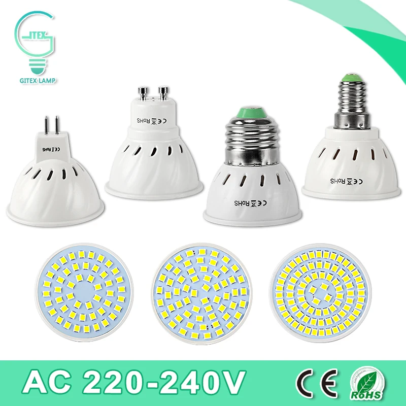 Bombilla led GU10 MR16 E27 E14 bombillas lampara ampolla LED lámpara 220 V 240 V 4 W 6 W 8 W 2835 LED de luz fría/caliente blanco