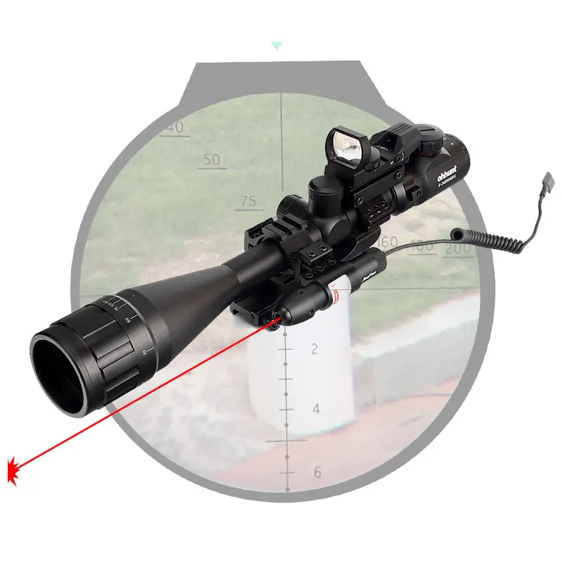 

6-24x50 AOEG Hunting Rangefinder Reticle Rifle Scope with Holographic 4 Reticle Sight Red Green Laser Combo Riflescope