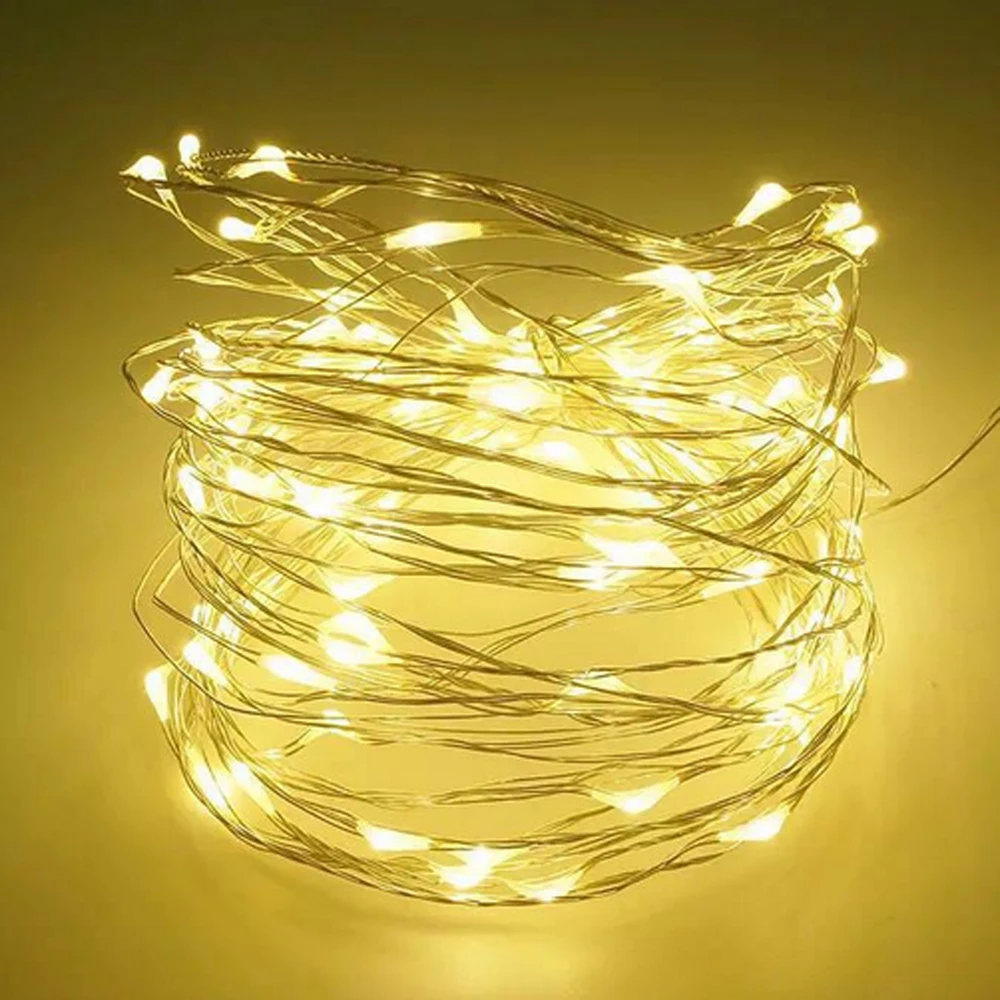 

2M5M10M Strip Light Led String Lights Cooper Wire 3AA battery Christmas Light For Garland Holiday Fairy Wedding Party Decoration