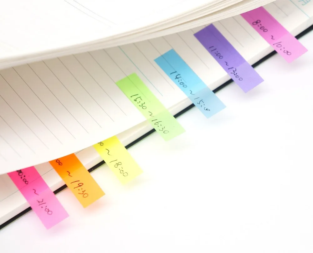 4 набора неоновых маркеров для страниц цветные индексные вкладки флаги, радужные разные яркие цвета, флуоресцентные Липкие заметки для маркеров для страниц