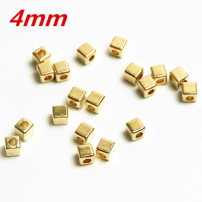1000Pcs Jewelry Gold Acrylic Square 4mm Spacer Beads For Jewelry Making
