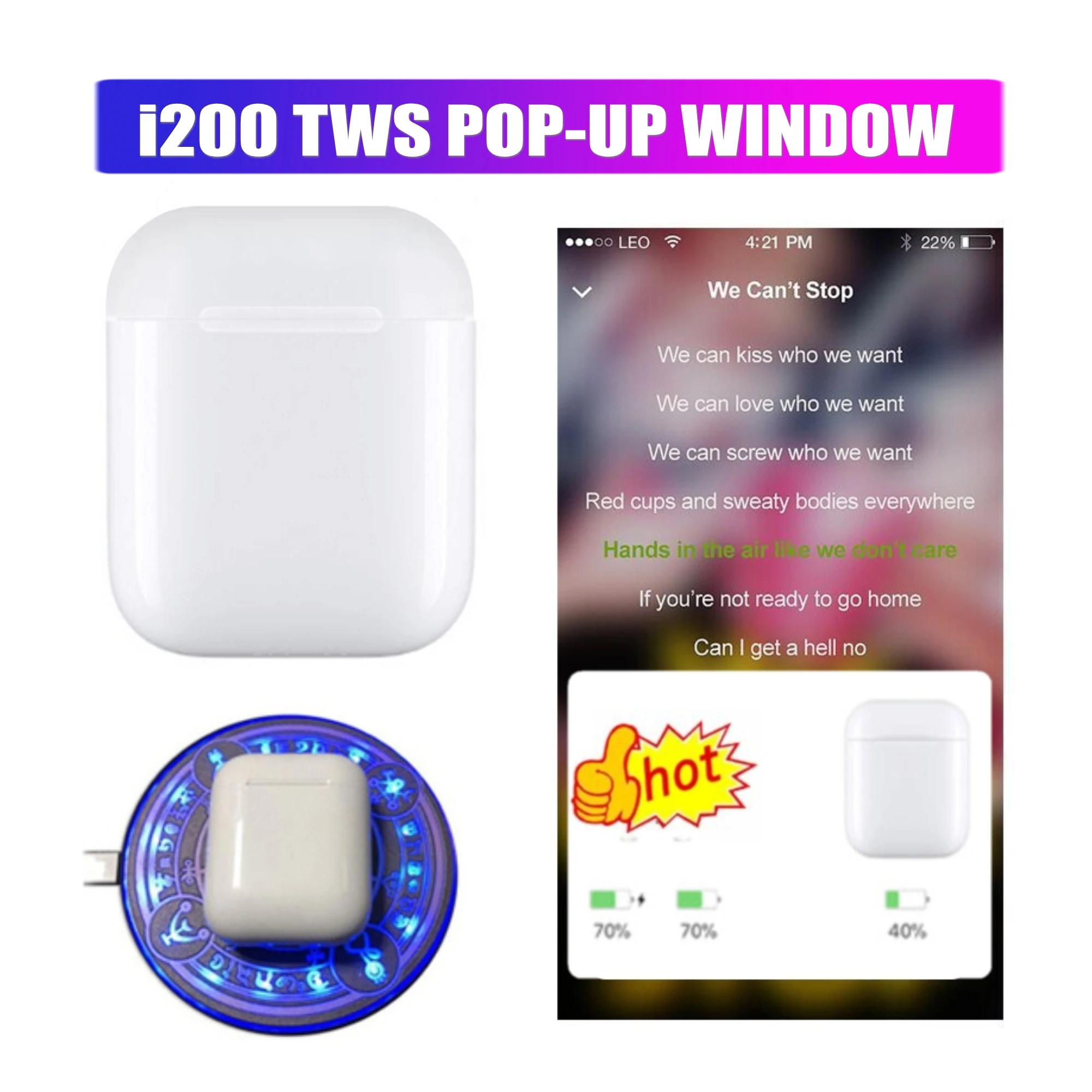 

Newest POP-UP i200 TWS Wireless charging Bluetooth Earphones Sport Earbuds as i10 i20 i80 i90 i100 i110 TWS for iphone xiaomi