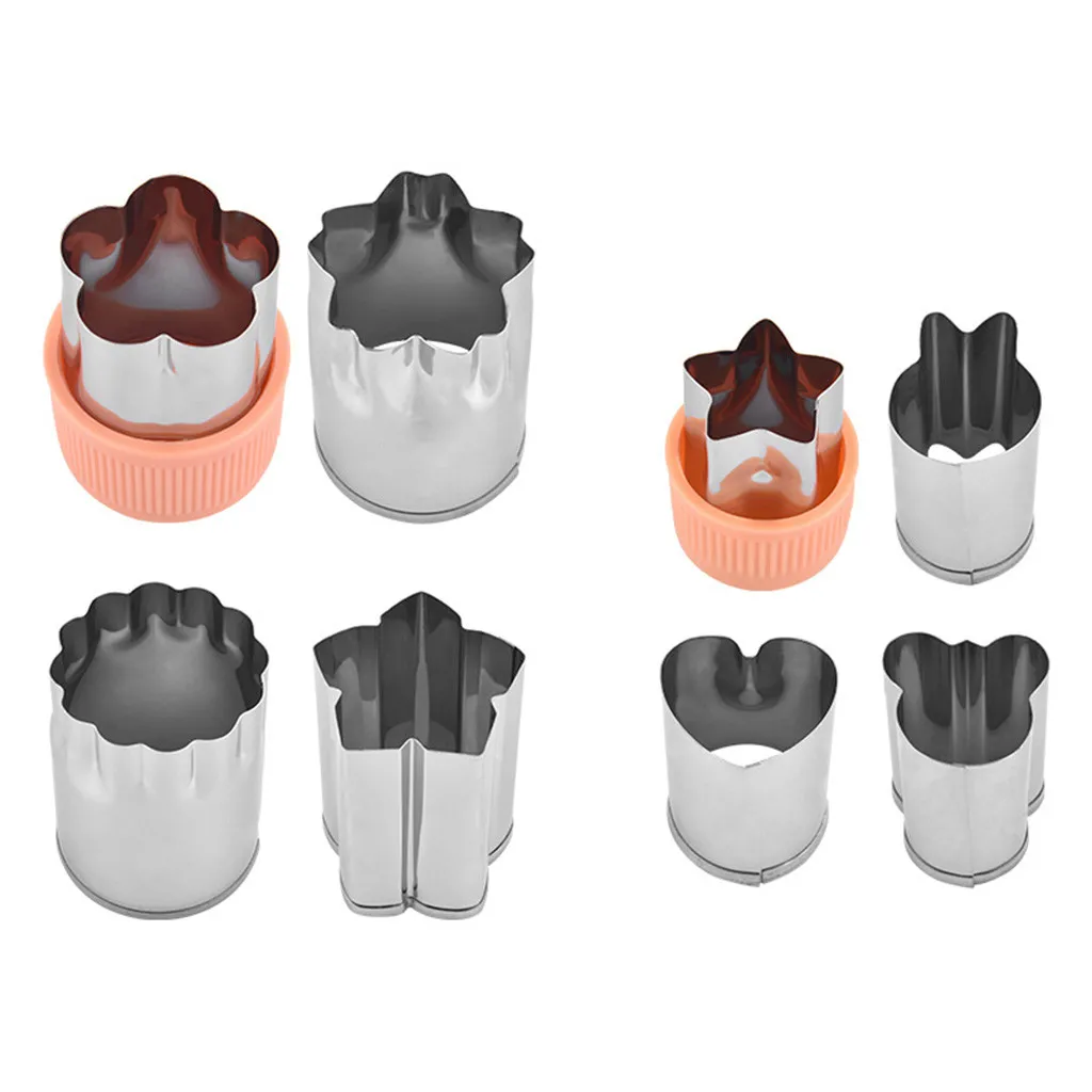 8 шт. овощерезка формы фрукты слайсер помадка торт печенье Плунжер цветы звезда форма выпечки печенье плесень разделители инструменты - Цвет: orange